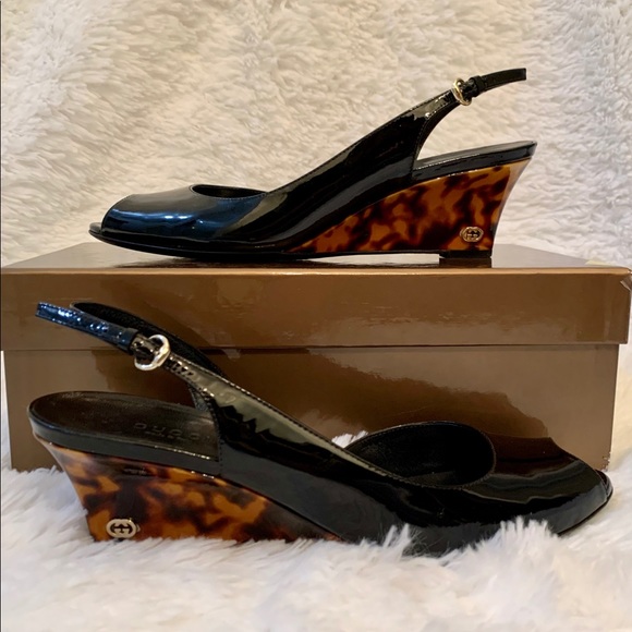 Gucci Shoes - Gucci Slingback Patent Leather Wedge